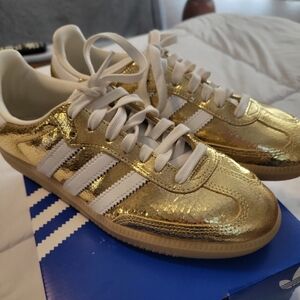 Adidas Samba Gold & White Sneakers
